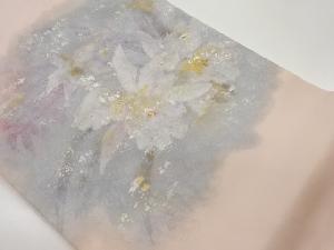 塩瀬金彩手描き抽象花菱模様名古屋帯